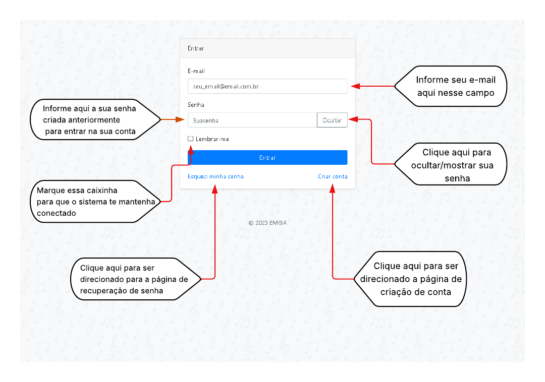 Como acessar sua conta no EMGIA